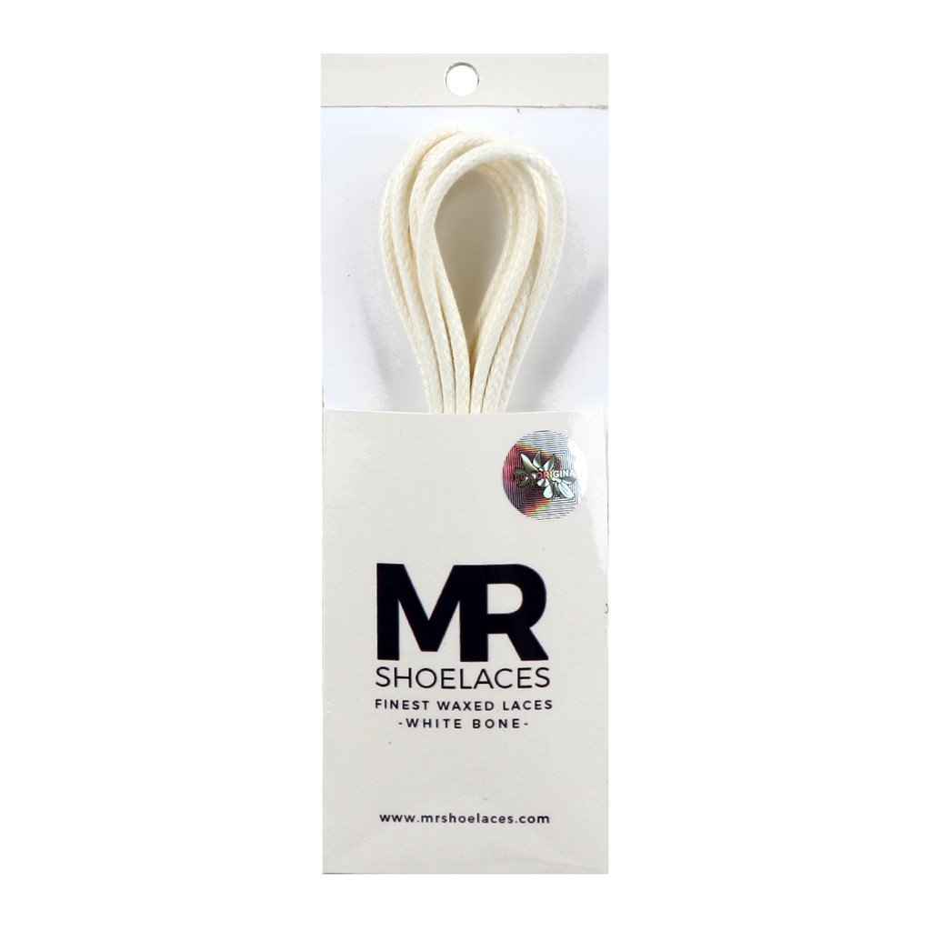 MR Shoelaces RD34 White Bone (Putih Tulang Tali Sepatu Lilin 2-3mm Bulat Round 50cm 60cm 70cm 80cm 90cm 100cm 120cm 150cm (Waxed Laces) - Premium Shoelace