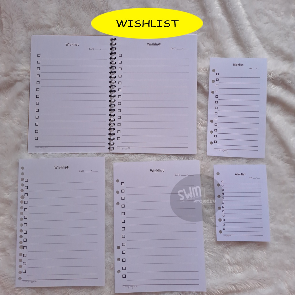 

[BUY5 FREE1] planner wishlist - notebook spiral refill loose leaf kertas isi binder filler A5 A6 A7 journal