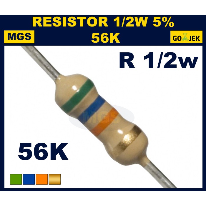 Resistor 1/2w 56K 5% 500PCS