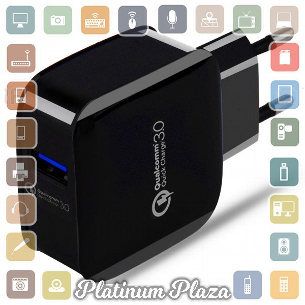 Wall Charger USB 1 Port QuickCharge 3.0 - Black`E09ED4-