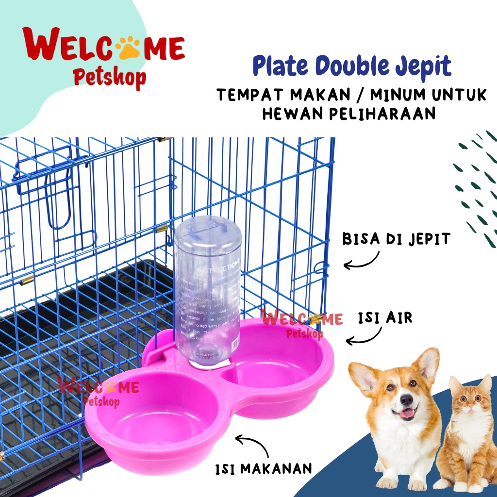 Plate Double Jepit Termasuk Botol Tempat Makan Minum Anjing Kucing