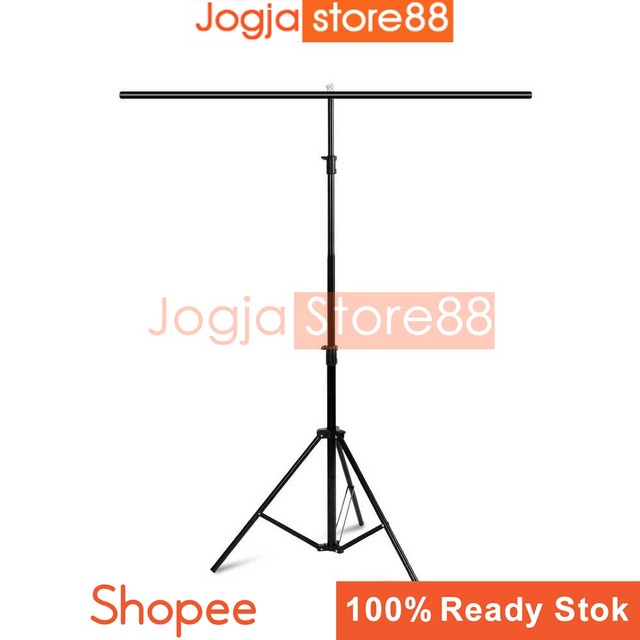 Stand Background Backdrop Photography T-Shape 70x200cm with 2 Clamp Clip - Black