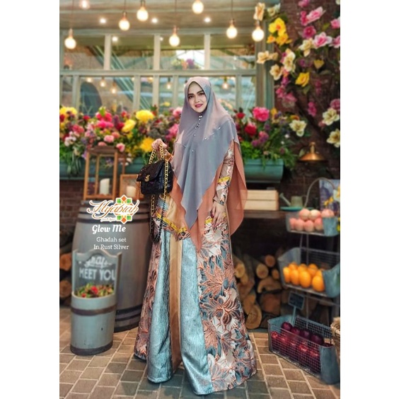 Hijabiah Ghada Rust Silver set Syar'i