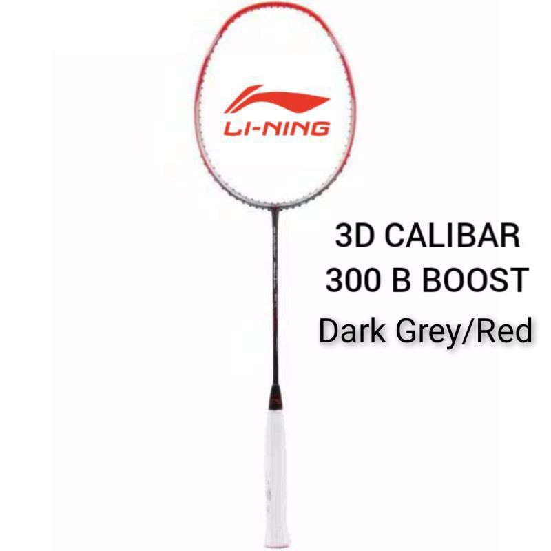 Raket Badminton Li-Ning 3D Calibar 300 B - Dark Grey/Red [Bonus Tas 2 Seleting + Grip + Tali Raket]