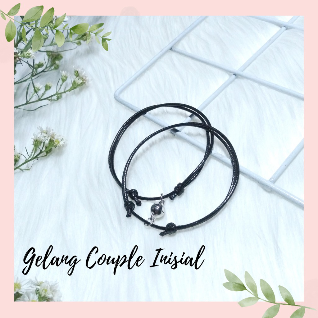Gelang Pasangan Hitam Magnet Request Huruf Inisial Couple Sahabat