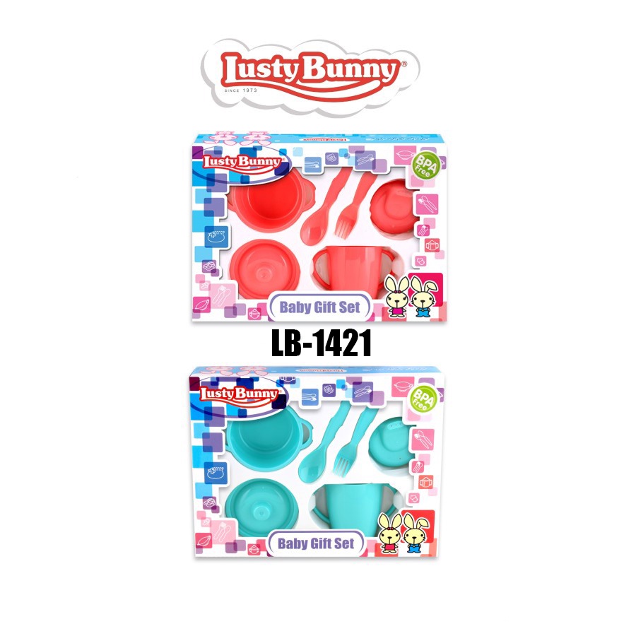 Morinz Lusty Bunny Baby Feeding Gift Set isi 5 dan 6 - Tempat Makan Bayi Set