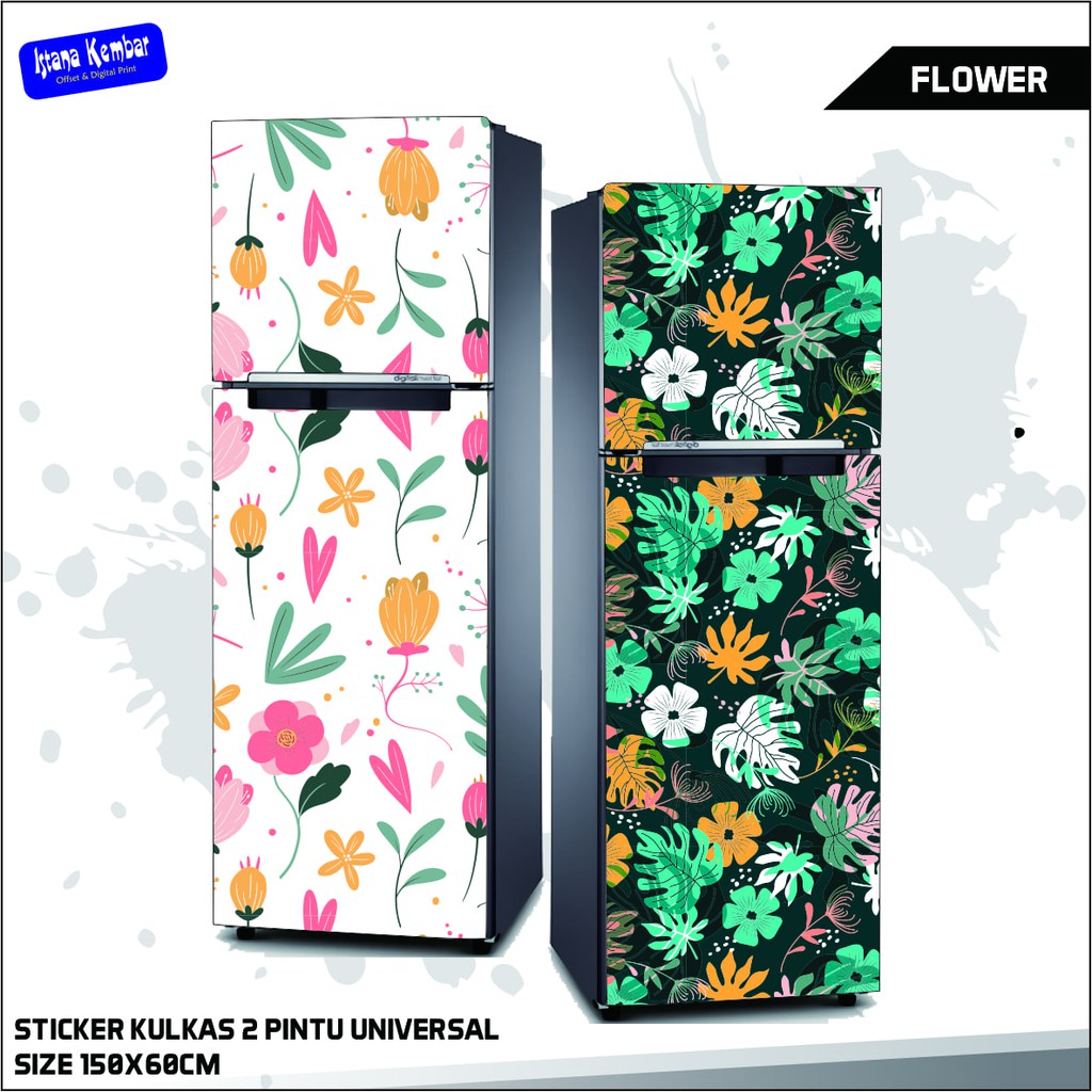 Sticker Kulkas 2 Pintu Stiker Kulkas Motif Bungan Sticker Kulkas Motif