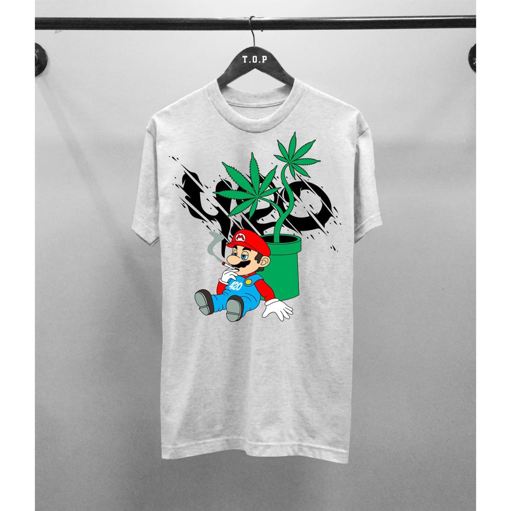 Kaos T-Shirt Distro / kaos Pria / Tshirt Pria / Kaos keren / Baju Pria Kekinian -  420 Mario