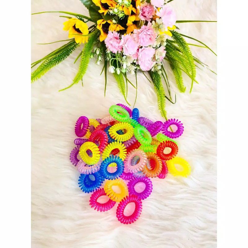 

karet spiral bening kecil/elastic spiral hair ties
