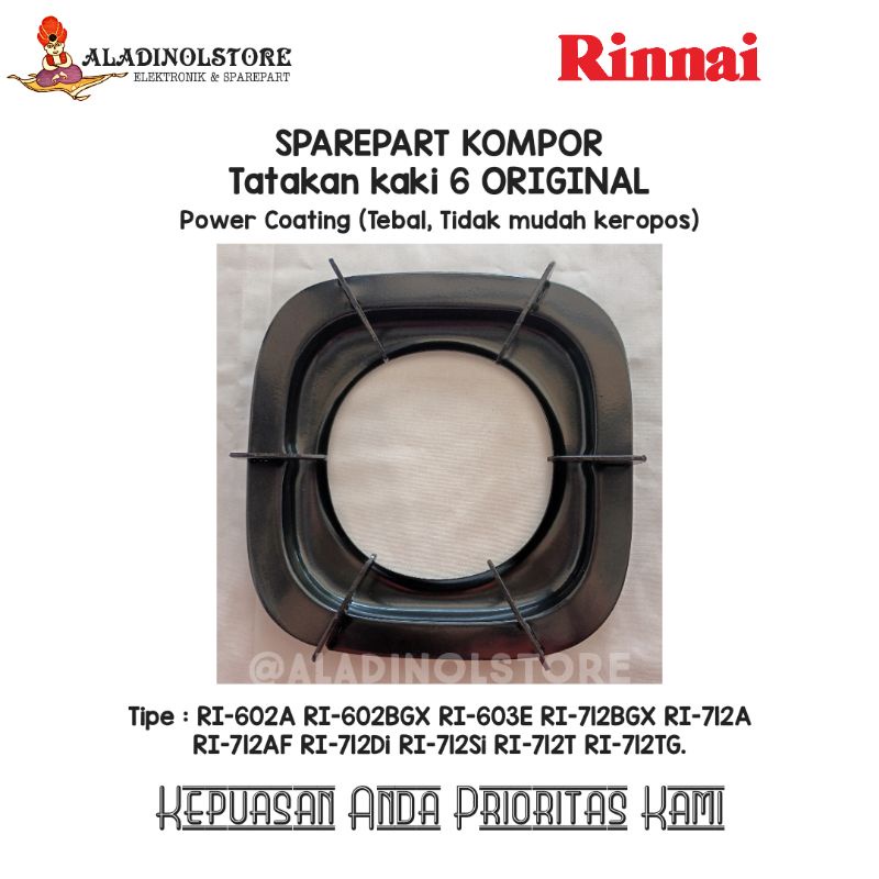 Tatakan Nampan Kompor Gas RINNAI Kaki 6 Tebal RI 602BGX 602DI 603E dll