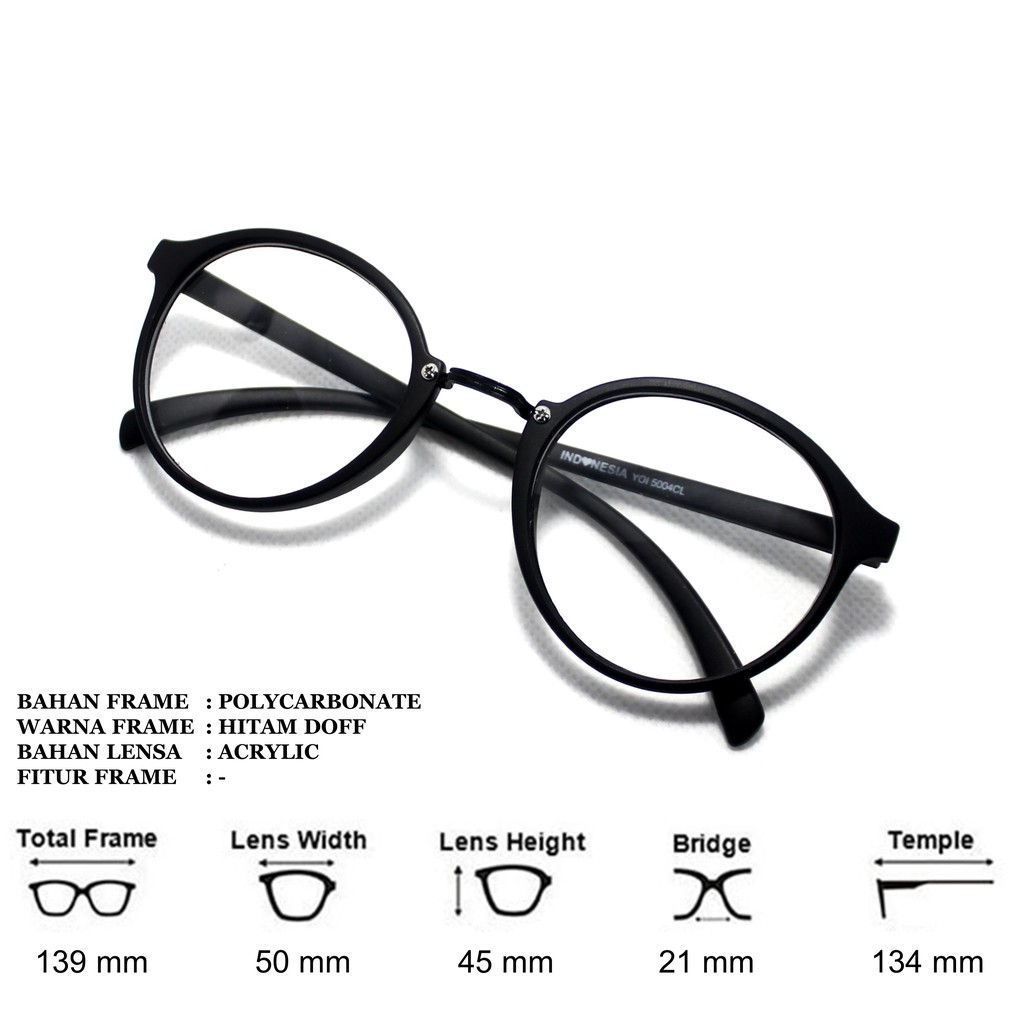 Kacamata Pria Wanita Frame Bulat Photochromic Antiradiasi Normal Minus Silinder Plus