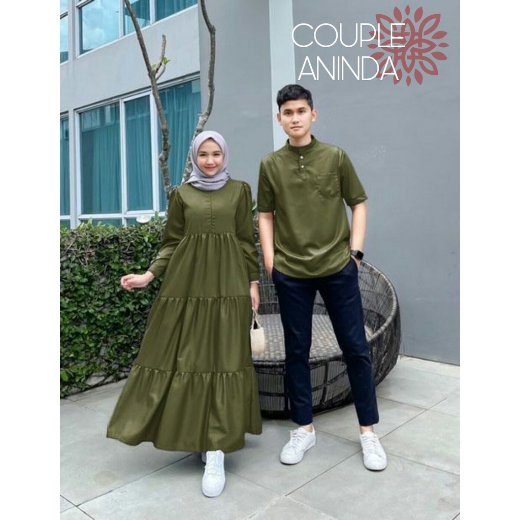 TERBARU!!! Baju Couple Muslim Terbaru 2022  Baju Gamis Dan Kemeja Couple Kondangan Couple Suami Istri Baju Couple Trending Kekinian 2022 [BISA COD]