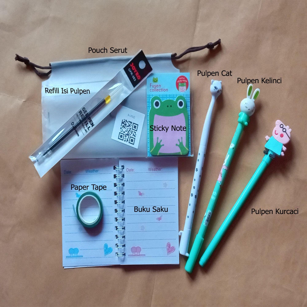 

PAKET ALAT TULIS 8IN1 / STATIONERY SET FANCY / ALAT TULIS SET / STATIONERY ATK / POUCH SERUT / NOTES