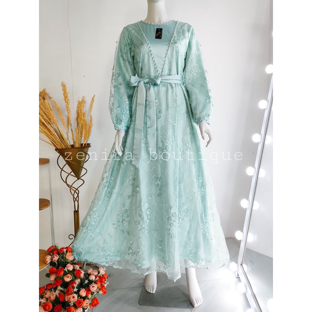 JELITHA GAUN PESTA / Full Tulle bordir aplikasi payet / baju kondangan / wisuda / bridesmaids