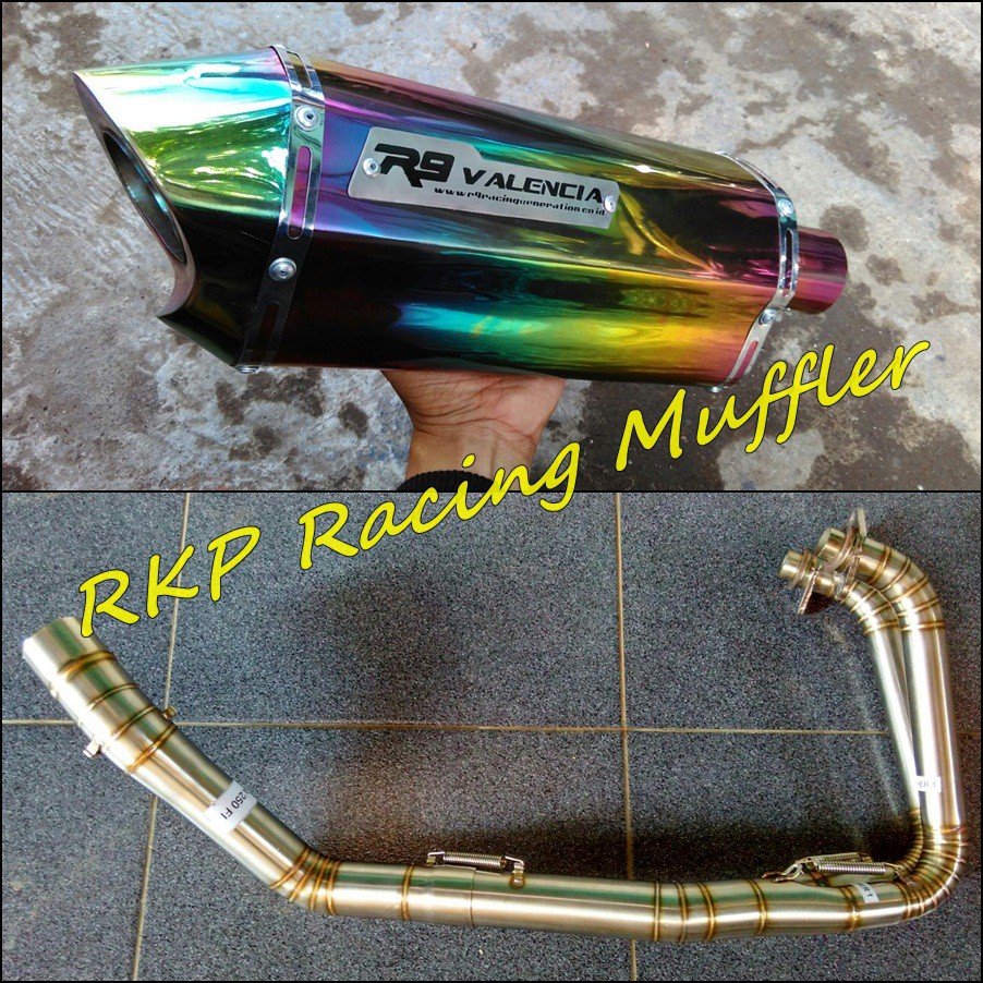 Knalpot R9 valencia rainbow stainless steel untuk motor CBR250RR - Ninja 250 R / Fi - R25 - MT25