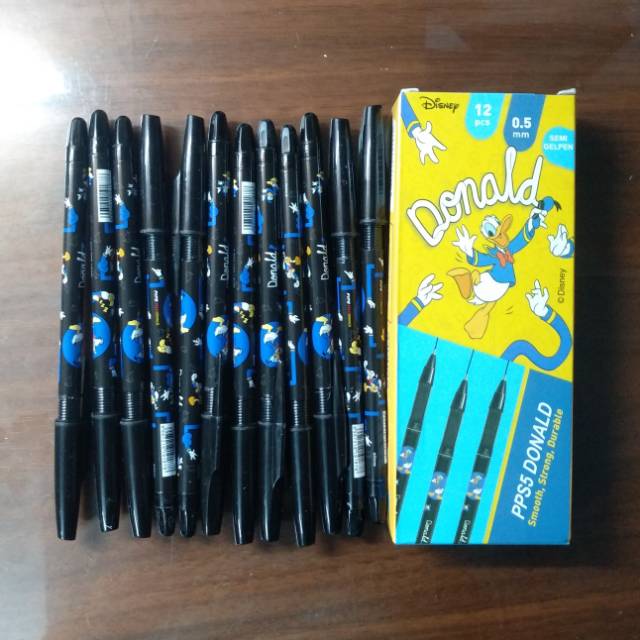 

Pulpen merk PIPO PPS 5 DISNEY DONALD 0.5 Hitam semi Gel