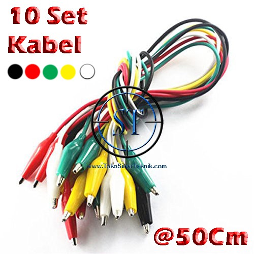 Kabel 10 Set Capit Buaya Jepit Aki Aligator Kecil Panjang 45cm warna Set Tester Test Accu Siap Pakai