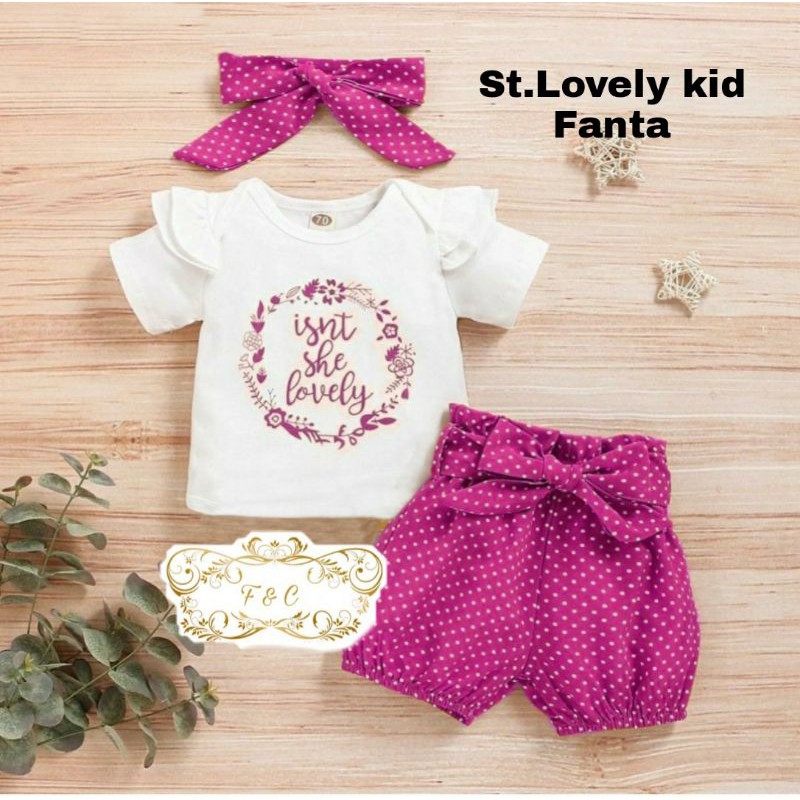 Setelan Anak Cewek / Baju+Celana+Bando / Setelan Anak Usia 2-6 Tahun / Set Lovely