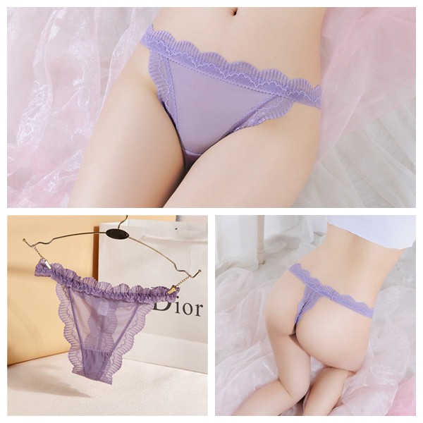 (COD) G String Wanita Sexy Renda Celana Dalam transparan Pakaian Dalam Lace Bawah Segitiga C225