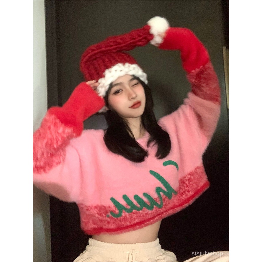 Manis dan Lembut Sweater Wanita Musim Semi Longgar Desain Rasa Gadis Kecil Hot Sweater Rajut Pendek