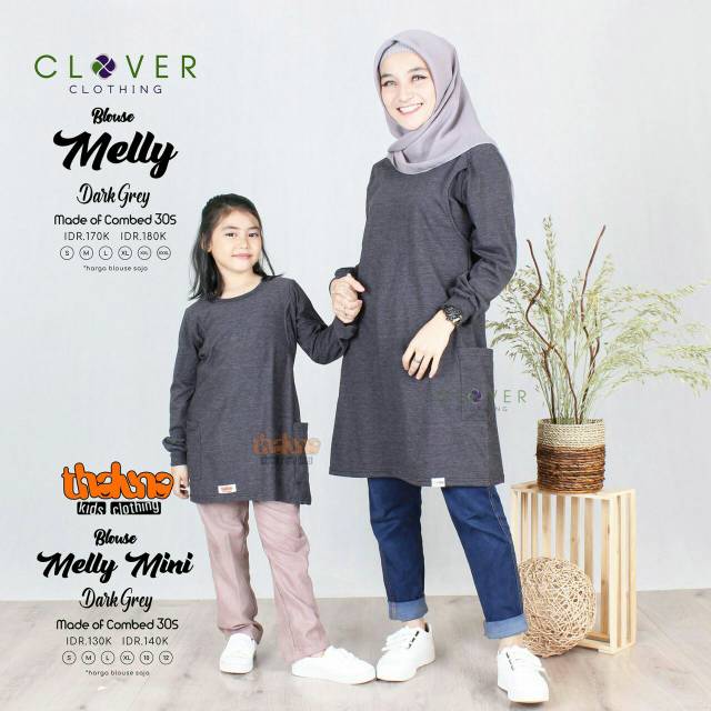 Couple Blouse Melly By Clover dan Thaluna - Couple Atasan ibu dan Anak - Blus Busui Original