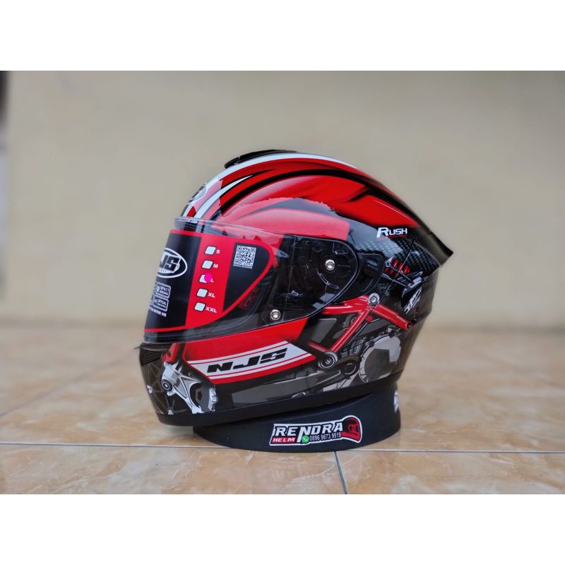 Helm NJS Zx1 Motif/ Poloss. NJS ZX- 1R Solid White. Original 100% ( Ogkir Termurah 2kg )-ZX-1 Rush BK Red G