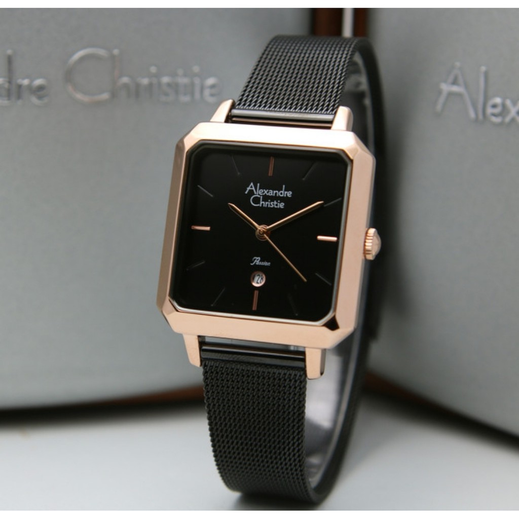 Alexandre Christie AC2911 Original Jam Tangan Wanita Black Rose Gold