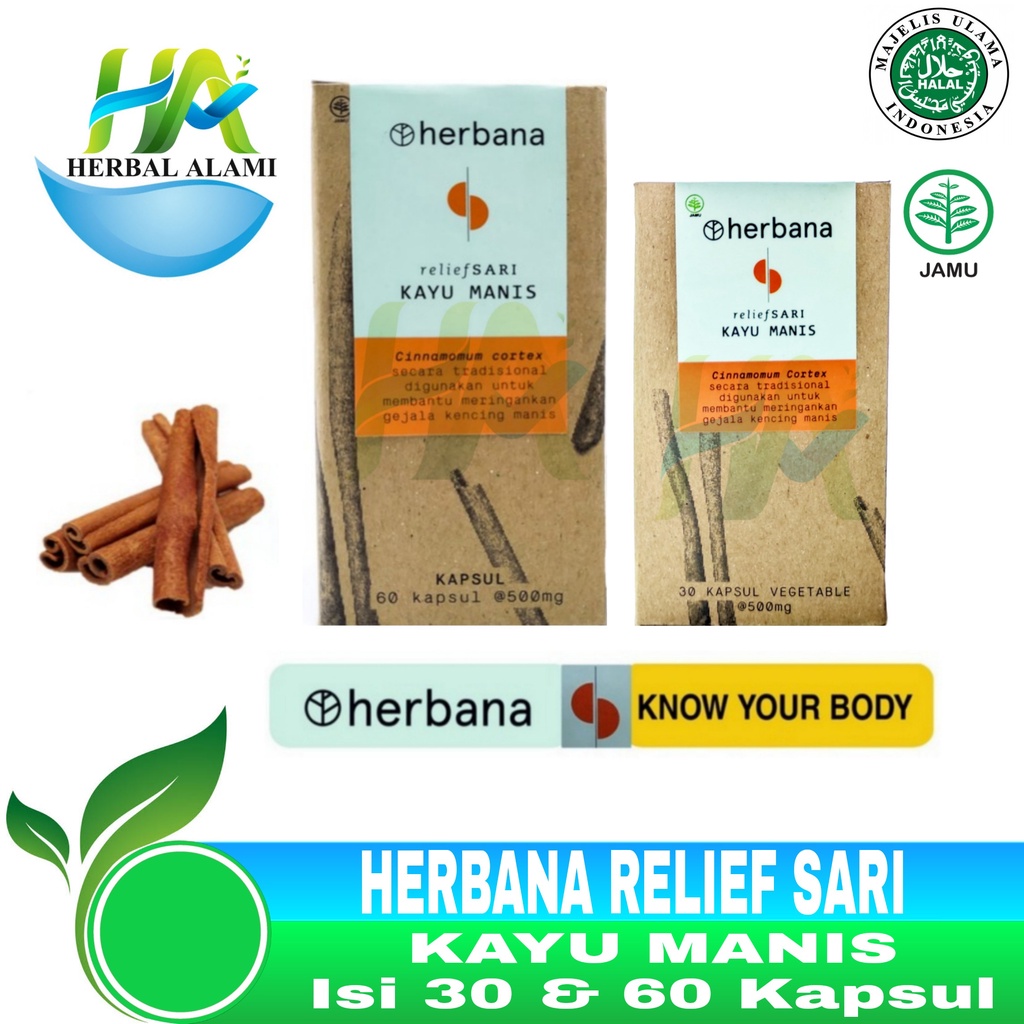 Herbana Relief Sari Kayu Manis - Herbana Kapsul - Meringankan gejala kencing manis