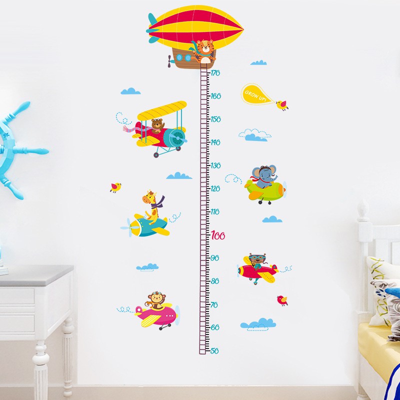 Reliza Wall Sticker Pengukur Tinggi Badan Balon Udara Helikopter Anak Grow Up Stiker Dinding LDR9315