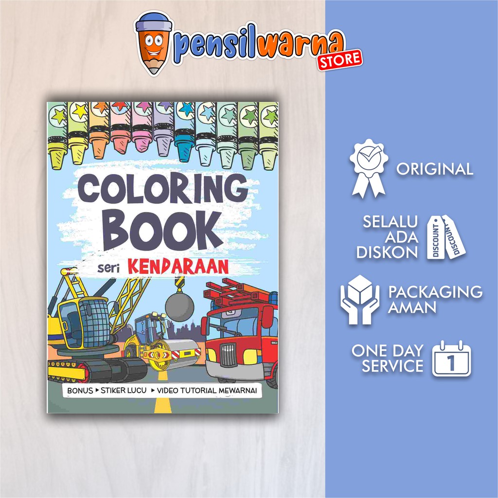 Jual BUKU MEWARNAI ANAK PAUD & TK : Coloring Book Seri Kendaraan - AMZ