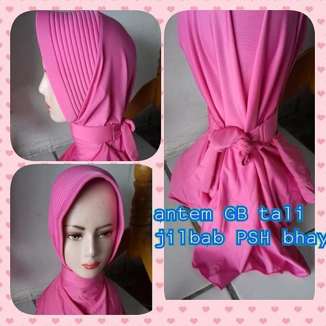 >>Termurah<< Jilbab Psk Bhayangkari Antem Garis Banyak Pet Syal Leher Tali Belakang <<<
