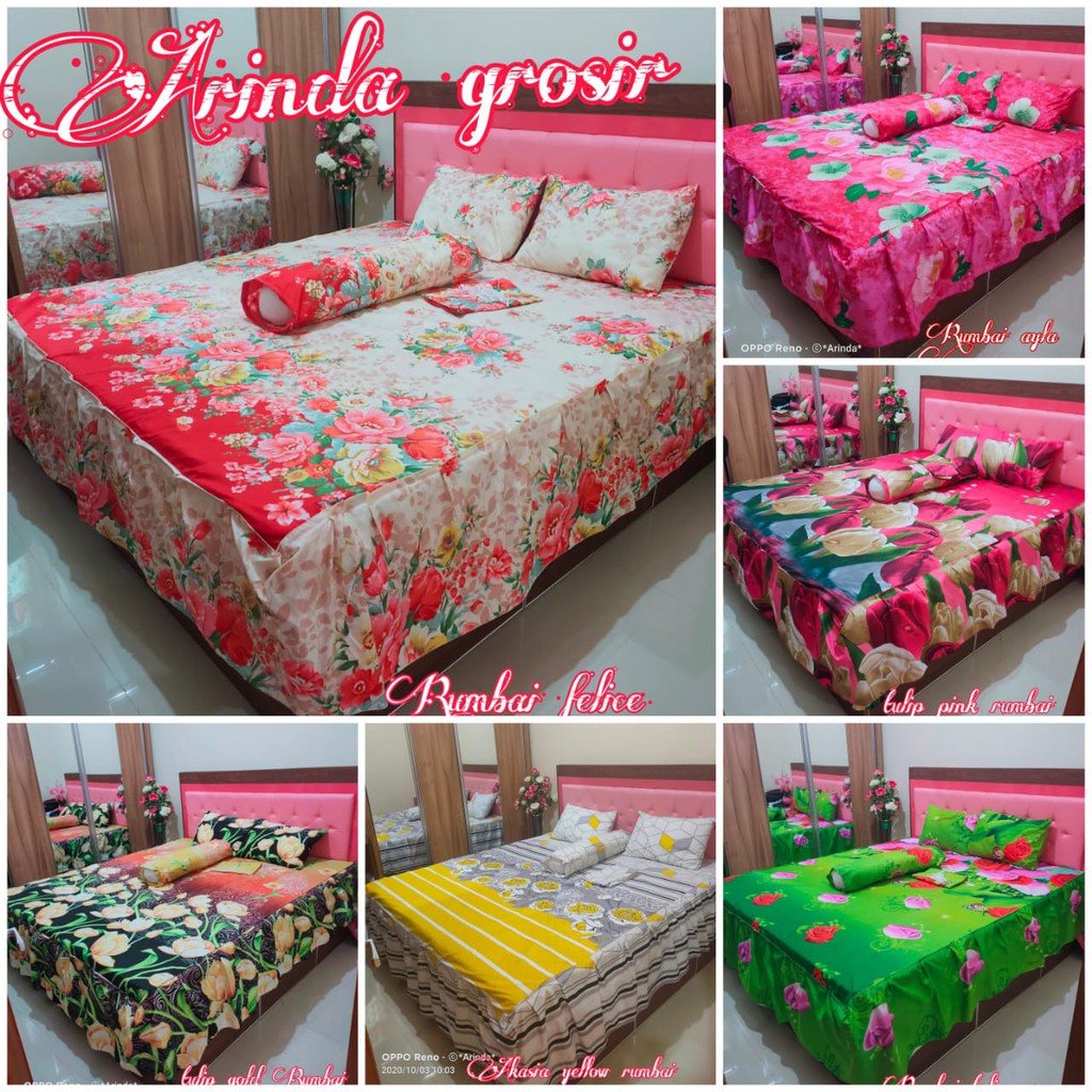 Sprei Rumbai motif bunga dan motif aesthetic uk 180 x 200