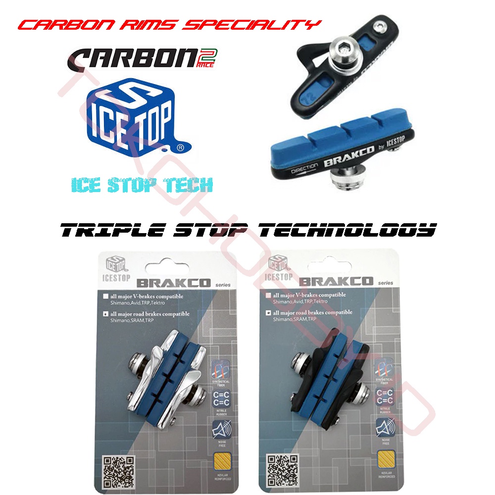 Brakco 501C Carbon Rims Pads Kampas Rem Ubrake Sepeda Road Bike Seli U Brake