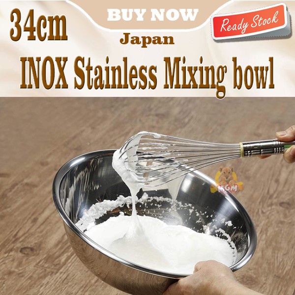 INOX 18-8 Stainless Mixing bowl 34cm Baskom stainless jepang antikarat