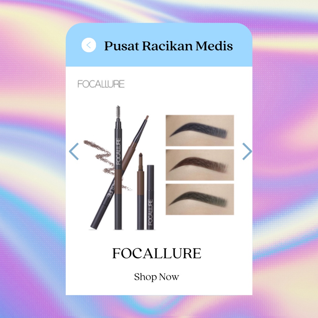 FA64 FOCALLURE 3 in 1 Auto EyeBrows Pen 24 Jam Warna Tahan Lama