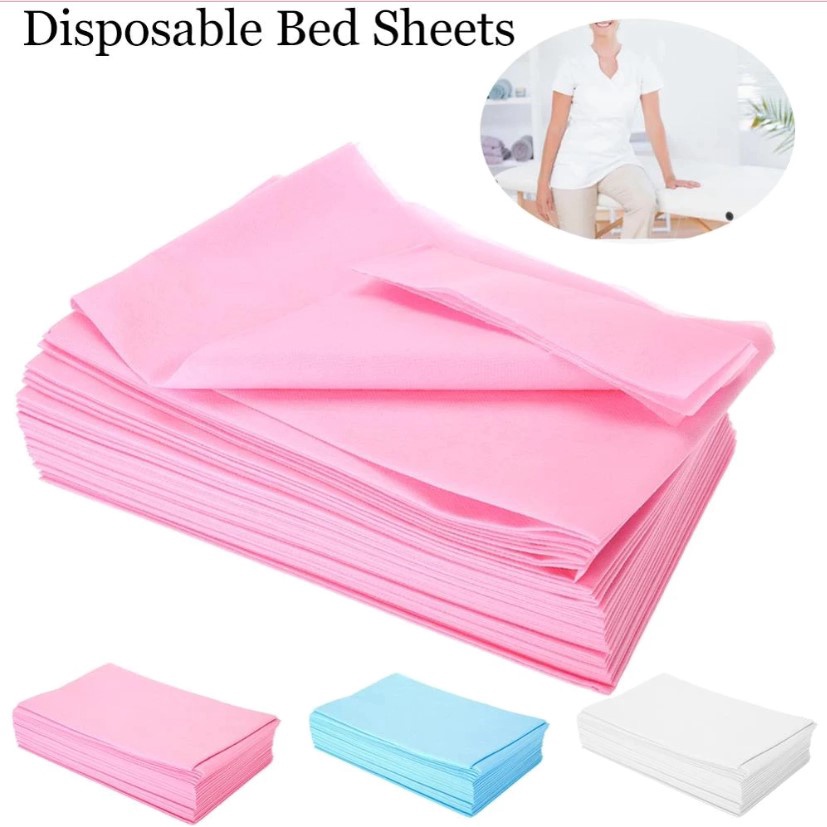 BED SHEET COVER 10 pcs - Disposable Facial Pijat Sulam Eyelash Extension Salon Dental Dokter Gigi Rumah Sakit Massage Pijet Bed Pad Nail Art Sekali Pakai Safety Cover Langsung Buang Non Woven Spunbound Alas Tempat Tidur Kursi