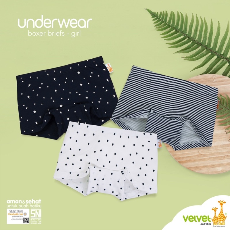 Velvet Underwear/Boxer Anak Girl - Celana Dalam Anak isi 3