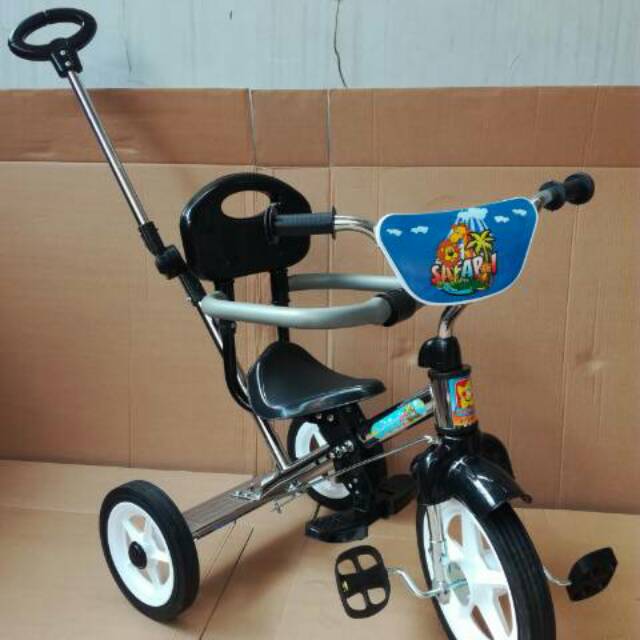 PMB 721 Sepeda BMX Roda Tiga Anak Tricycle Sandaran Stenlis Nikel Dorongan Jagaan PMB 721