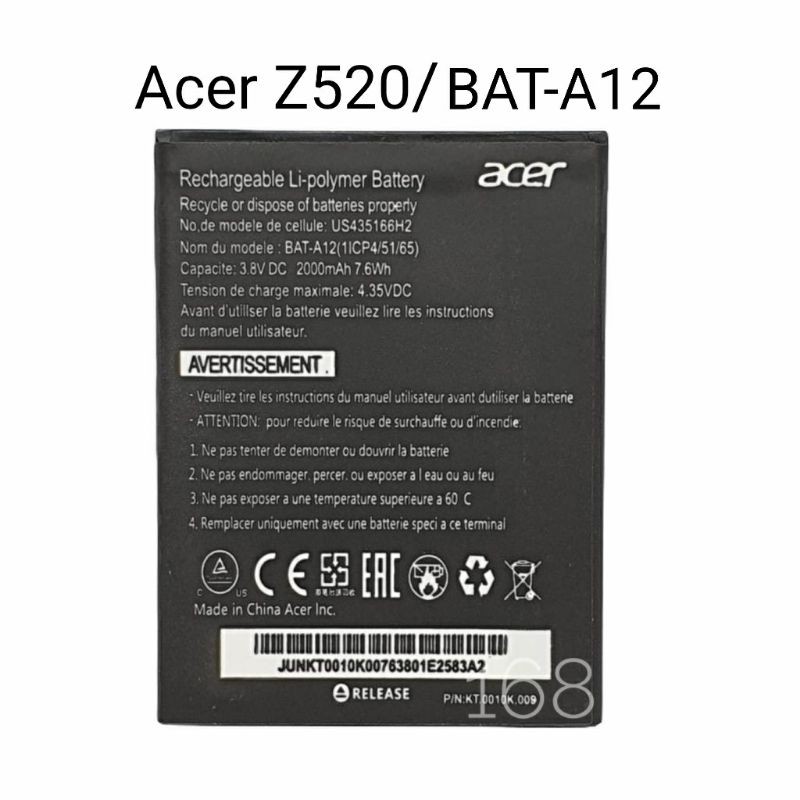 Baterai Batre Acer Liquid Z520 Batere Acer BAT-A12 Original