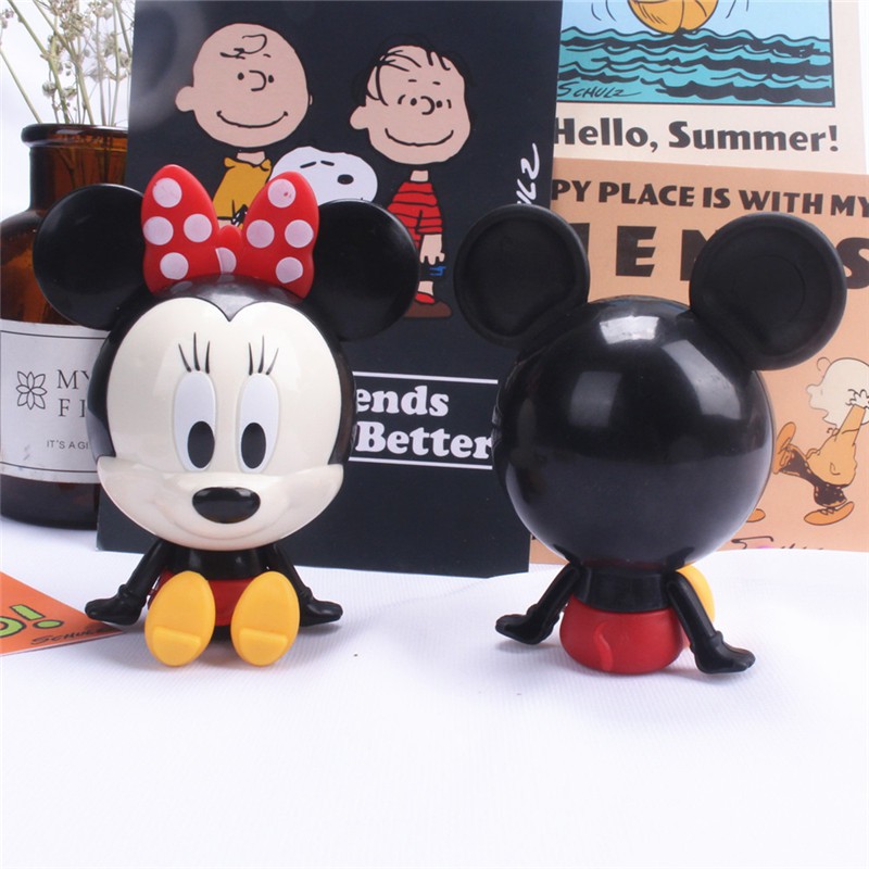 2pcs / Set Mainan Action Figure Disney Kepala Besar Mickey Minnie Mouse Untuk Dekorasi Kue Ulang Tahun Anak