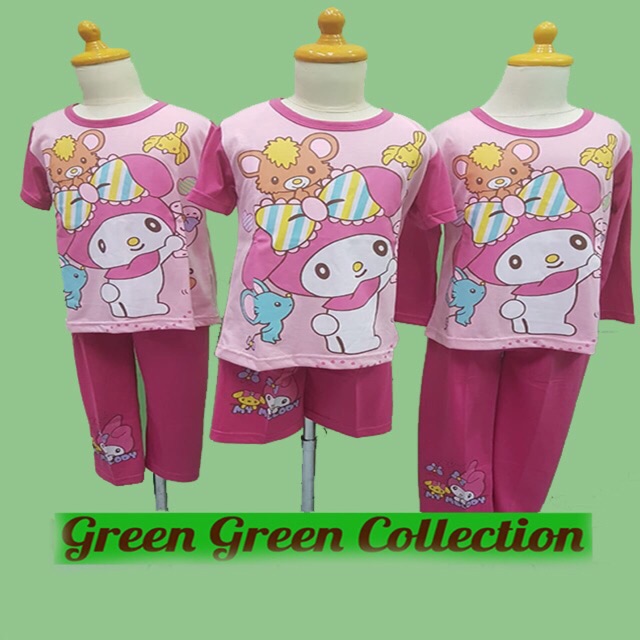 Baju Tidur Piyama Kaos Anak Premium My Melody Pink