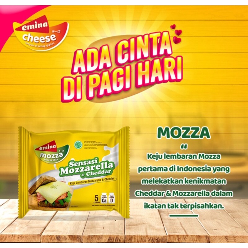 Emina Slice Mozza Cheddar Cheese isi 5 x 15gr Keju Mozzarella Lembaran