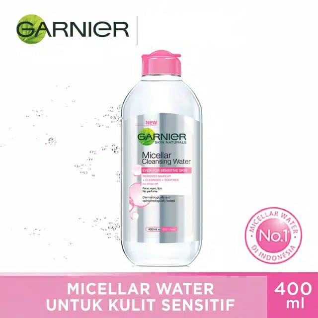 Garnier Micellar Water Pink 400 ML Skin Care Pembersih Makeup Wajah Untuk Kulit Sensitif 400ml