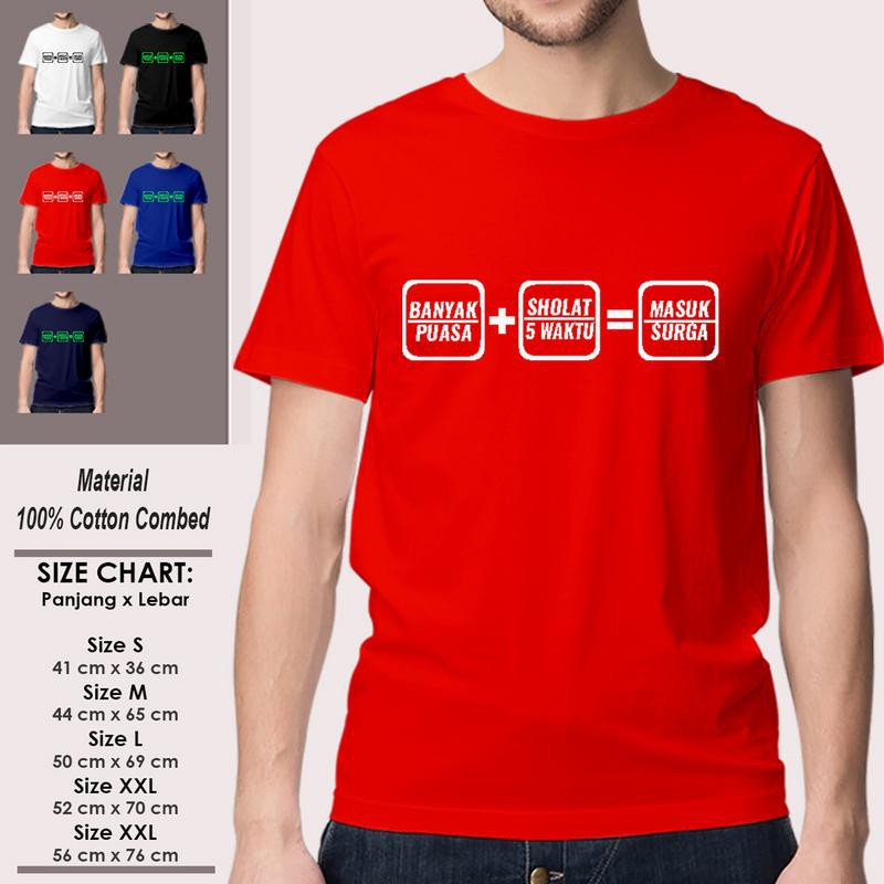 Kaos Dakwah Muslim Pria Lengan Pendek Keren SP-LSMSAK281 PUASA SHOLAT SURGA VERSI 1 Islami Kekinian-1