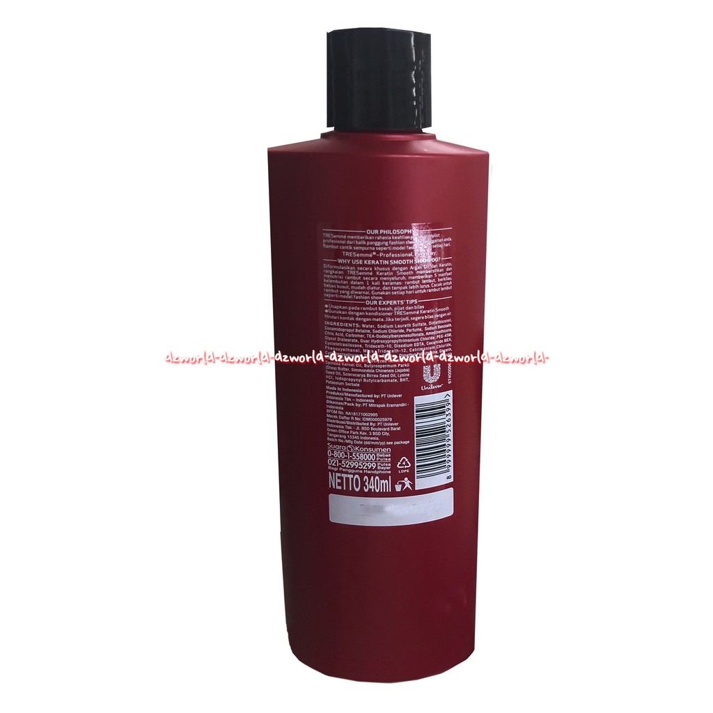 Tresemme Keratin Smooth 340ml Shampoo Conditioner treseme konditioner maroon