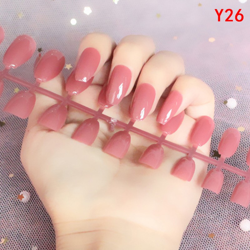 COD 24Pcs Kuku Palsu Bahan Akrilik untuk Nail Art