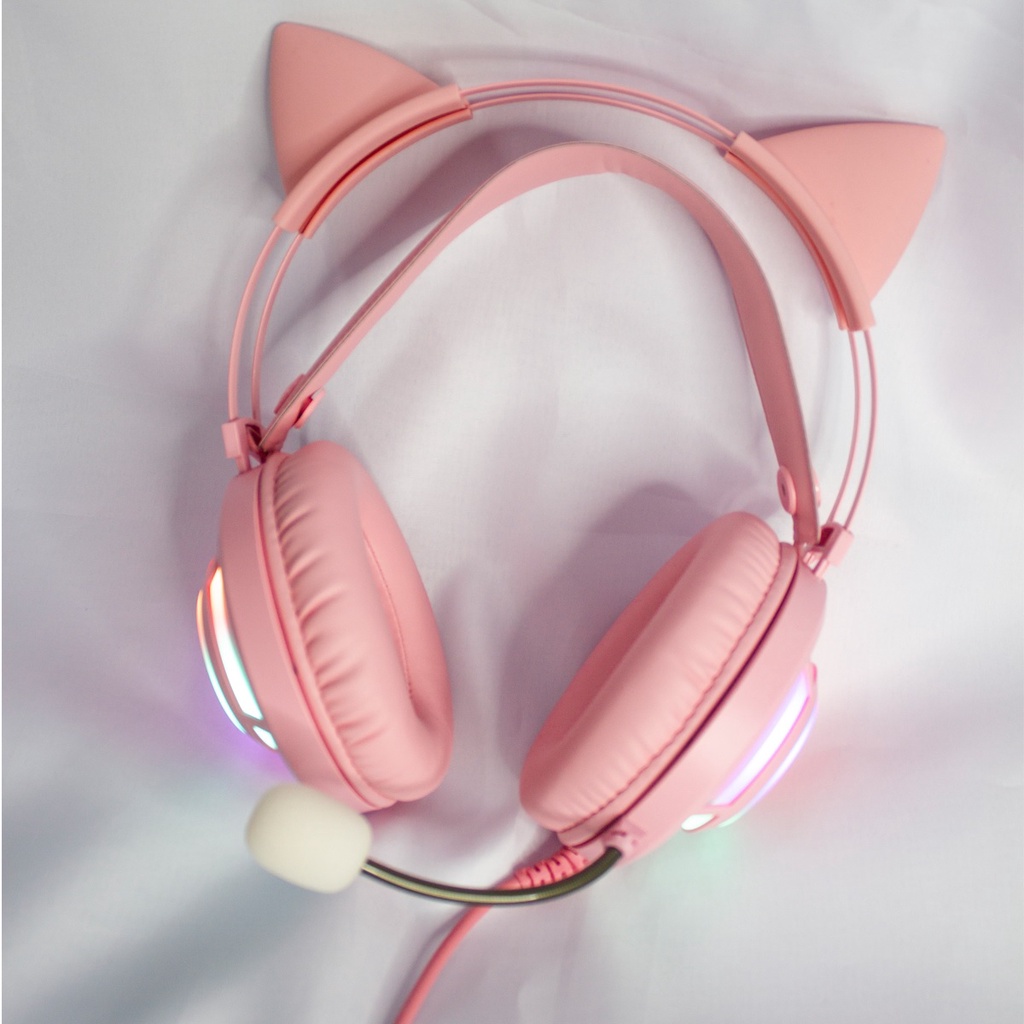 Dareu EH469 Mirror RGB Gaming Headset Pink Kitty Ears / Black