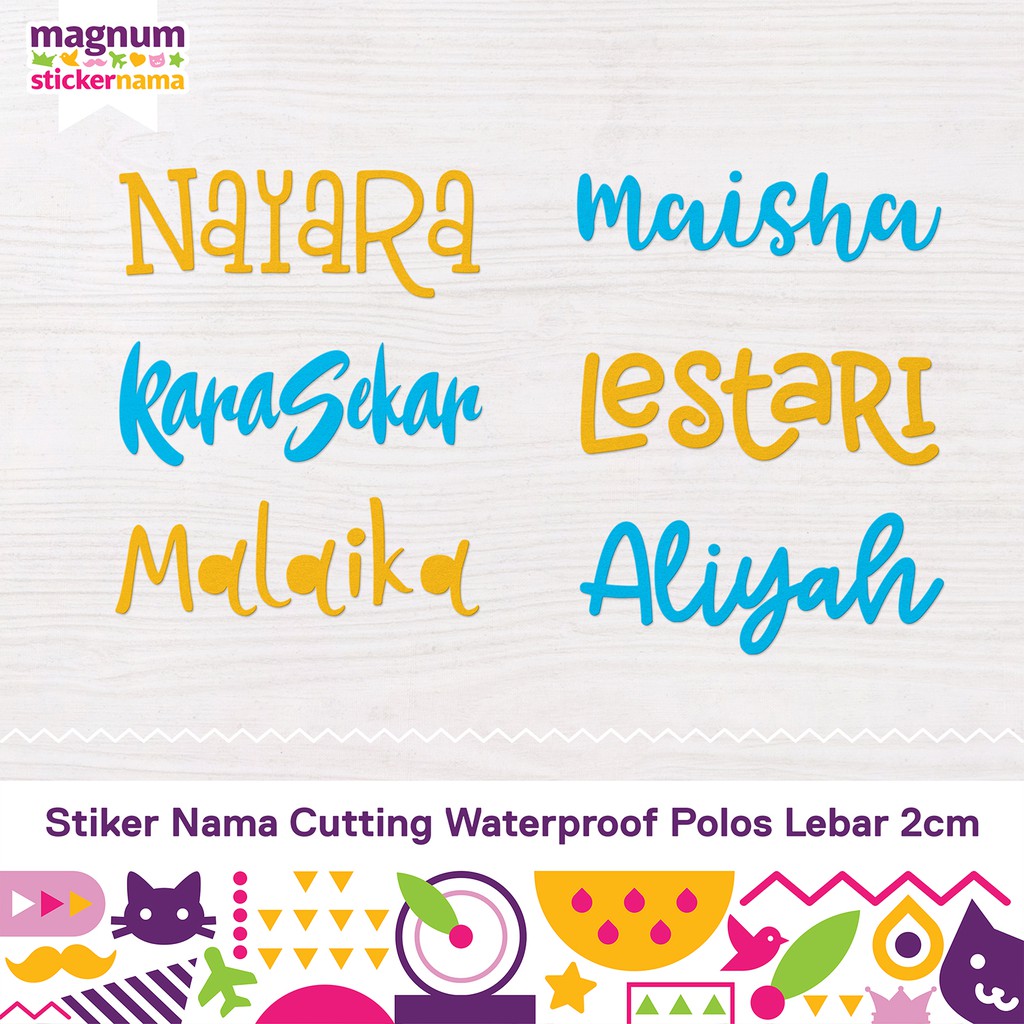 Stiker Nama Waterproof Sticker Nama Cutting Bukan Printing Label