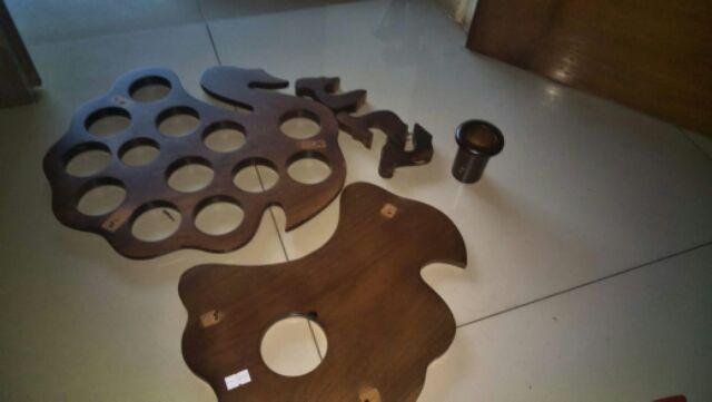 Tempat/tatakan Aqua Gelas Kayu Jati Model Kalkun