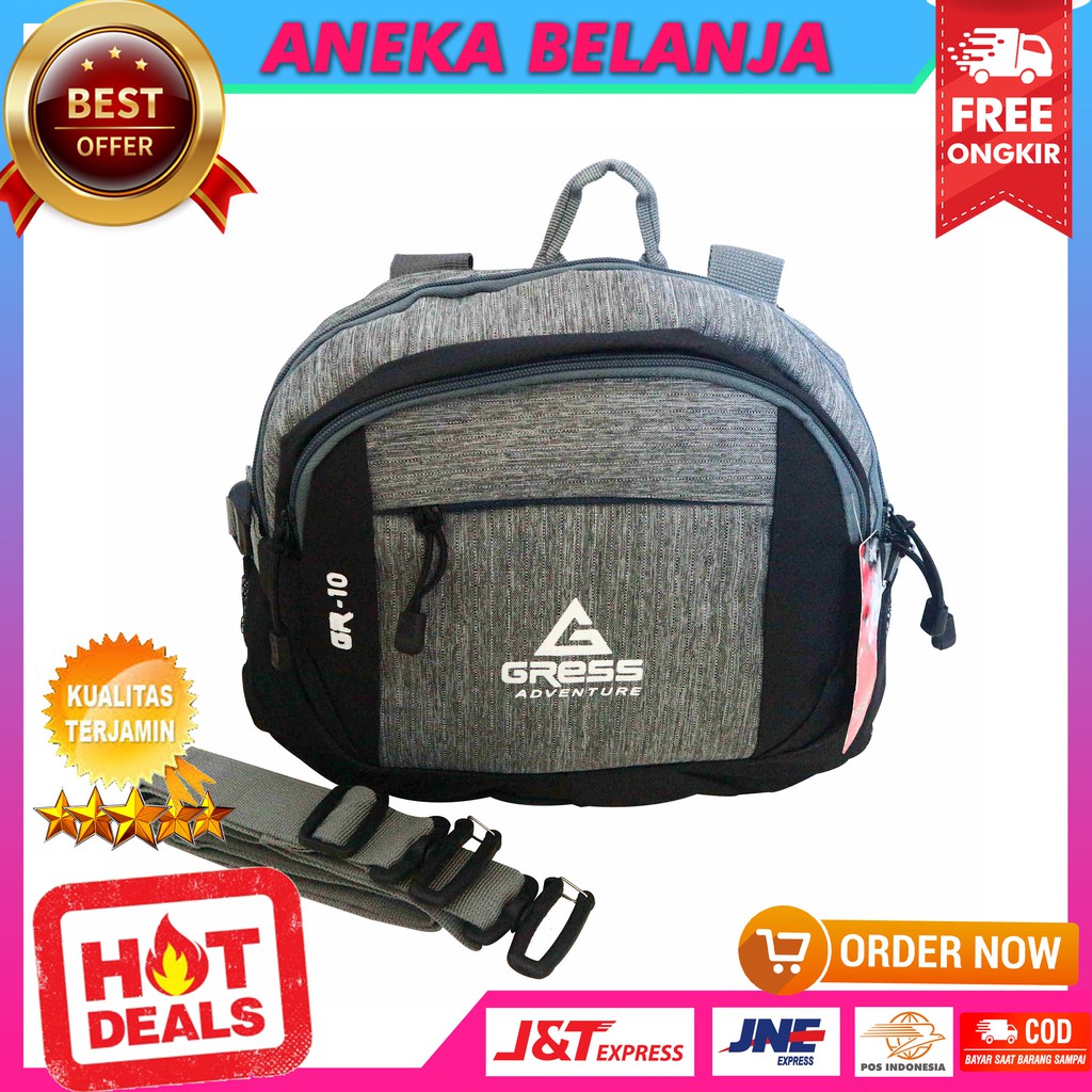 New Arrival Tas Selempang Olahraga Model Gress GR 10 Abu Stylish Murah Tas Multifungsi Khusus Cowok